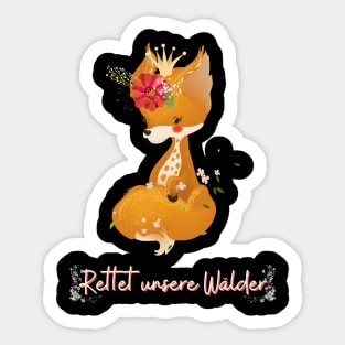 Fuchs Wald Retten Prinzessin Blumen Süß Sticker